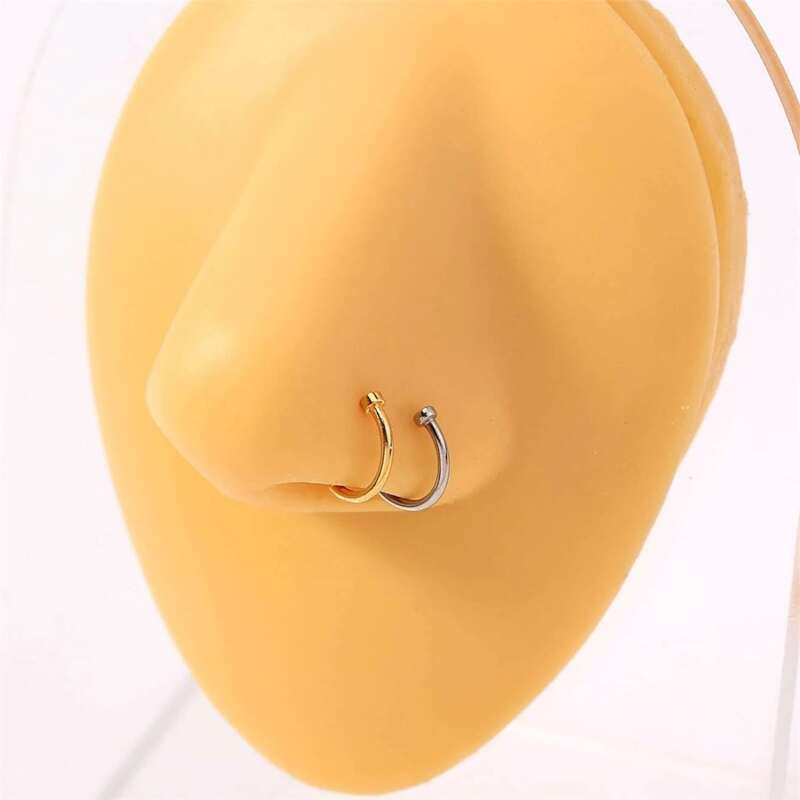 

2pcs Stainless Steel Nose Ring, Multicolor