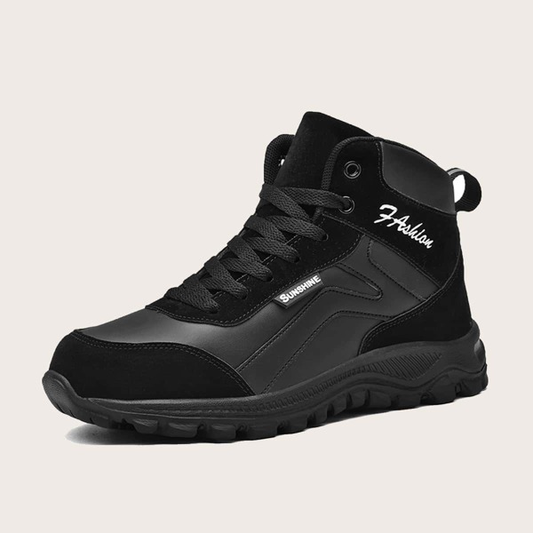 

Letter Graphic Stitch Detail Lace-up Front Sneakers, Black