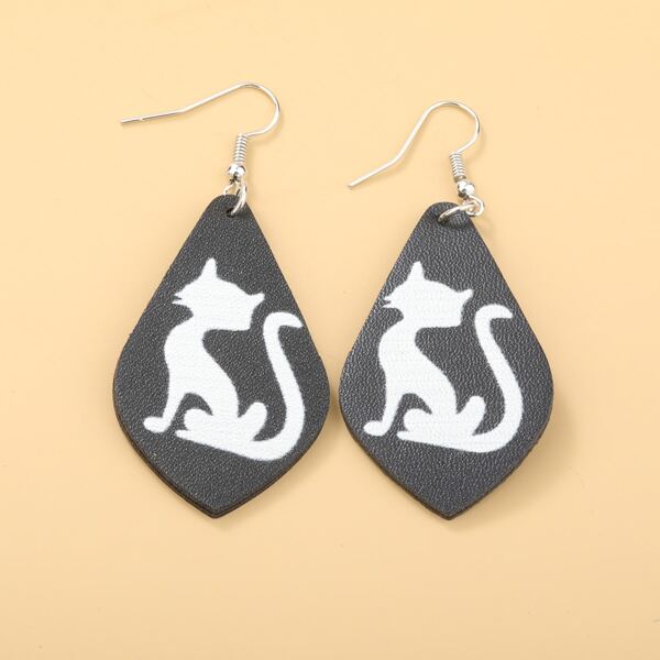 

Cat Print Drop Earrings, Multicolor