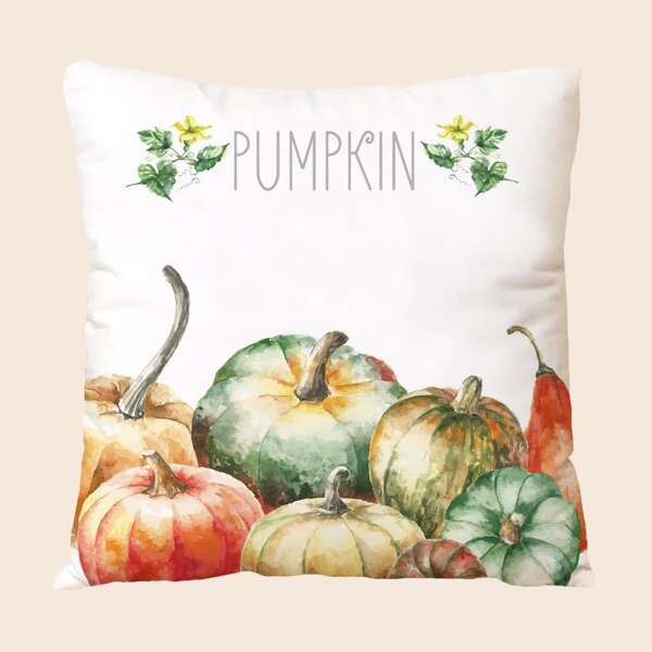 

Pumpkin Print Cushion Cover Without Filler, Multicolor