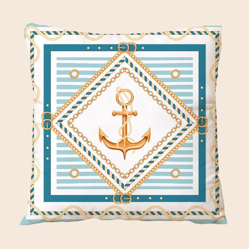 

Anchor Print Cushion Cover Without Filler, Multicolor