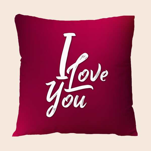

Letter Graphic Cushion Cover Without Filler, Red and white
