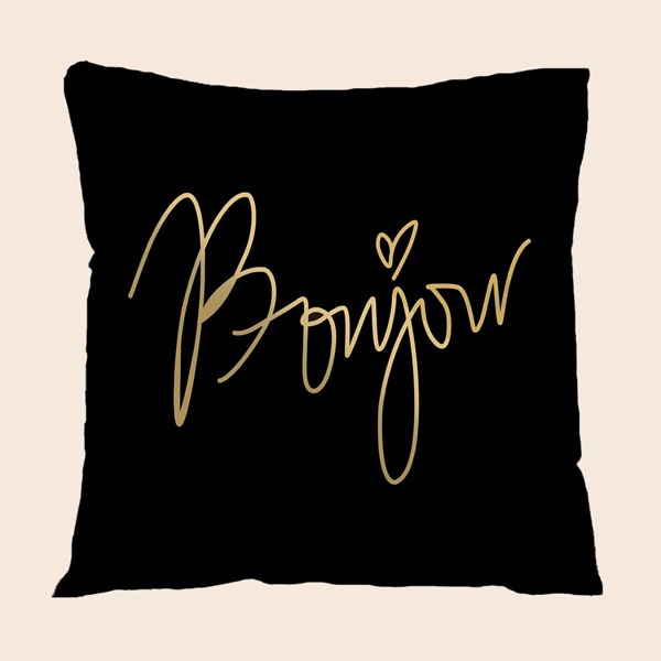 

Letter Graphic Cushion Cover Without Filler, Black