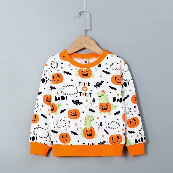 

Toddler Girls Halloween Letter & Pumpkin Print Pullover, Multicolor