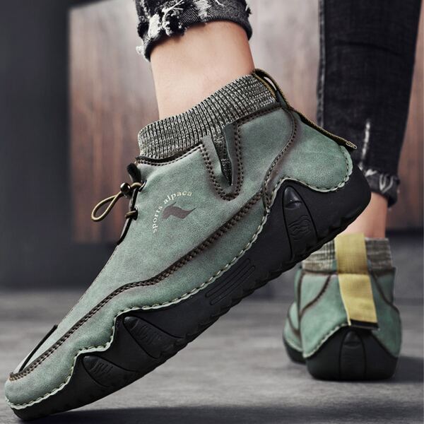 

Men Trim Detail Drawstring Boots, Green