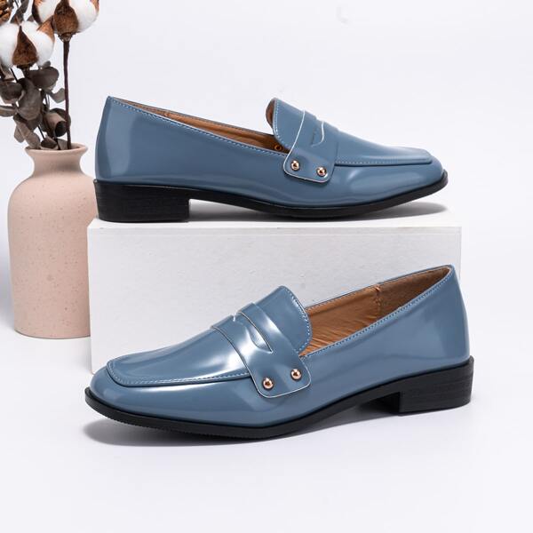 

Trim & Studded Detail Loafers, Blue