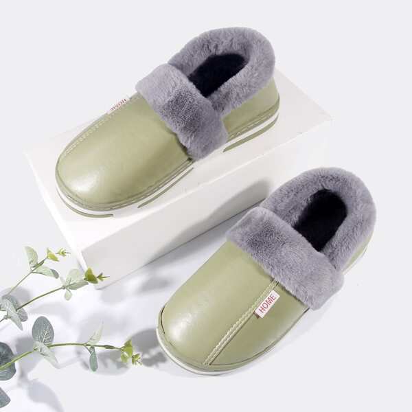 

Plush Inside Bedroom Slippers, Green