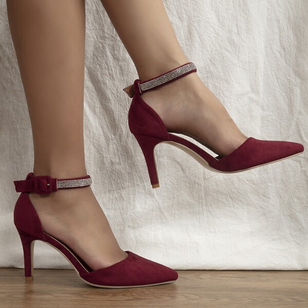 

Rhinestone Decor Stiletto Heels, Burgundy