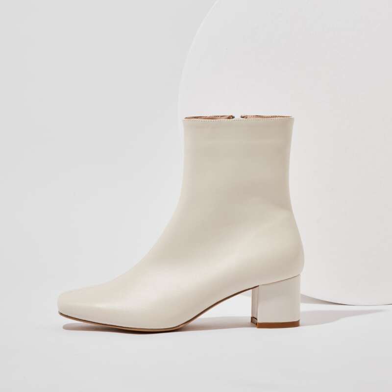 

Square Toe Chunky Heeled Boots, Beige