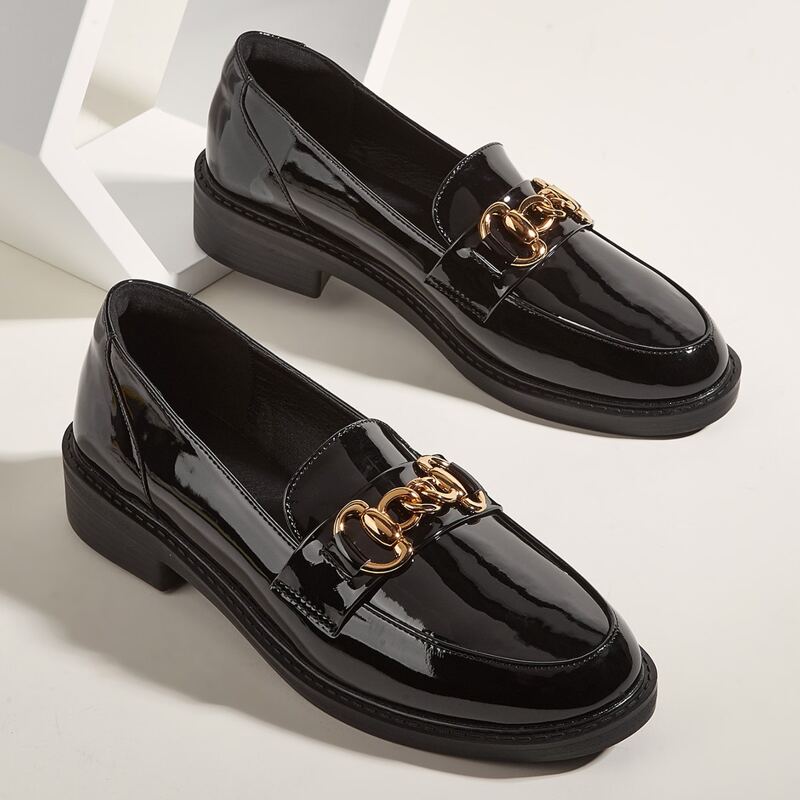 

Minimalist Horsebit Decor Loafers, Black