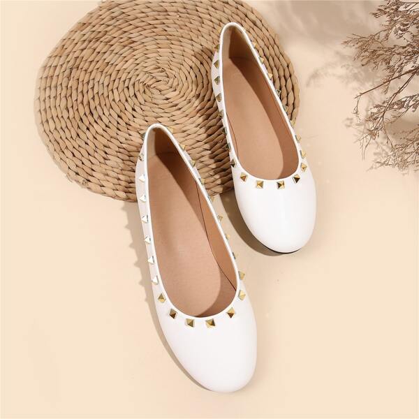 

Studded Decor Flats, White