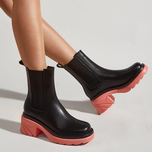 

Two Tone Chunky Chelsea Boots, Multicolor