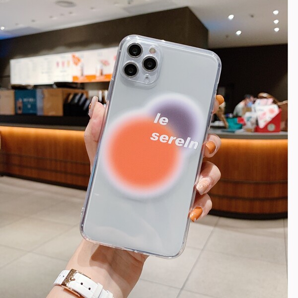 

French Letter Graphic Clear Phone Case, Multicolor