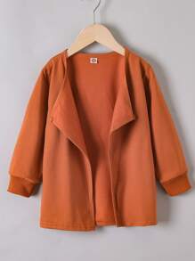 Niñas Abrigo con parte delantera abierta unicolor - Marrón - Ver 1