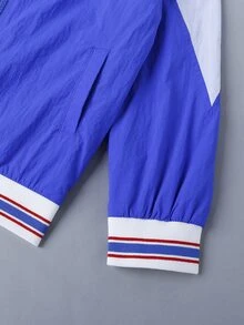 Niños Cazadora tipo bomber con estampado de letra y dibujos animados con cremallera - Azul - Ver 4