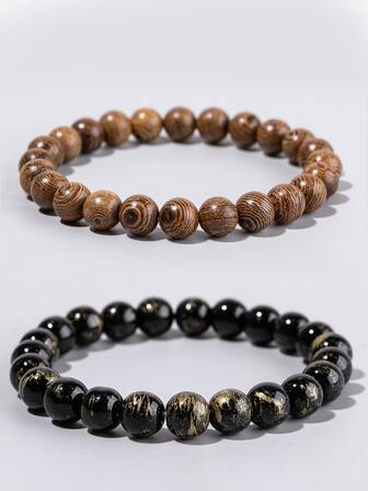 2pcs Men Beaded Bracelet
