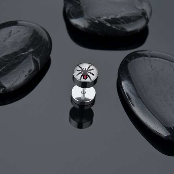 

1pc Men Spider Decor Stud Earring, Multicolor