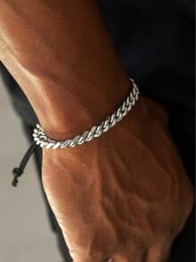 Fashionable and Popular Men Chain Bracelet Punk Hip Pop Style Alloy Material for Jewelry Gift and for a Stylish Look - Silver - View 1