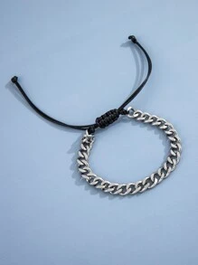 Fashionable and Popular Men Chain Bracelet Punk Hip Pop Style Alloy Material for Jewelry Gift and for a Stylish Look - Silver - View 2