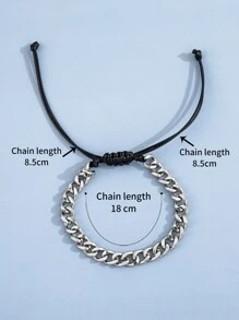 Fashionable and Popular Men Chain Bracelet Punk Hip Pop Style Alloy Material for Jewelry Gift and for a Stylish Look - Silver - View 3