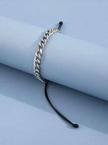 Fashionable and Popular Men Chain Bracelet Punk Hip Pop Style Alloy Material for Jewelry Gift and for a Stylish Look - Silver - View 4