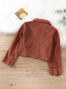 Toddler Girls Flap Pocket Jacket - Rust Brown - View 2