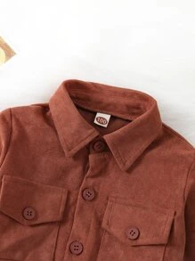 Toddler Girls Flap Pocket Jacket - Rust Brown - View 5