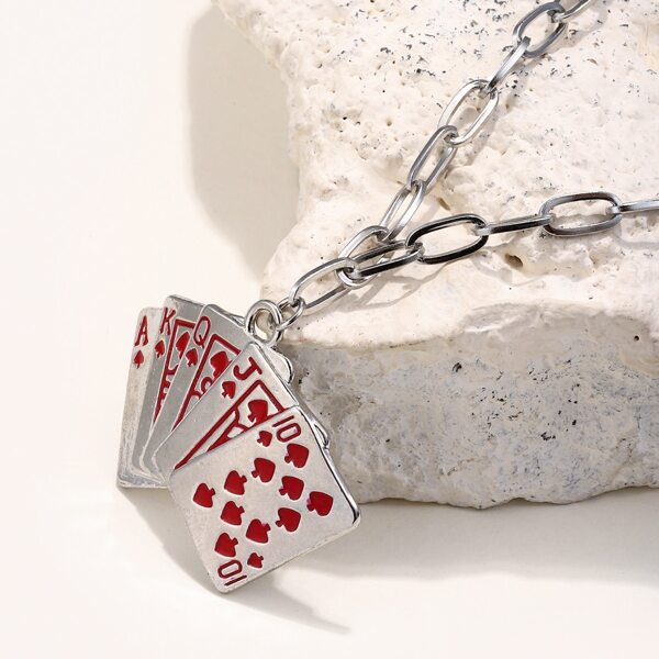 

Men Playing Card Charm Necklace, Multicolor