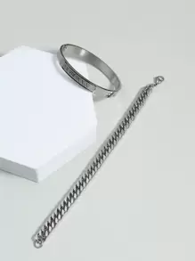 時尚流行男士鍊式手鍊和羅馬數字手鐲不銹鋼珠寶禮物和時尚外觀