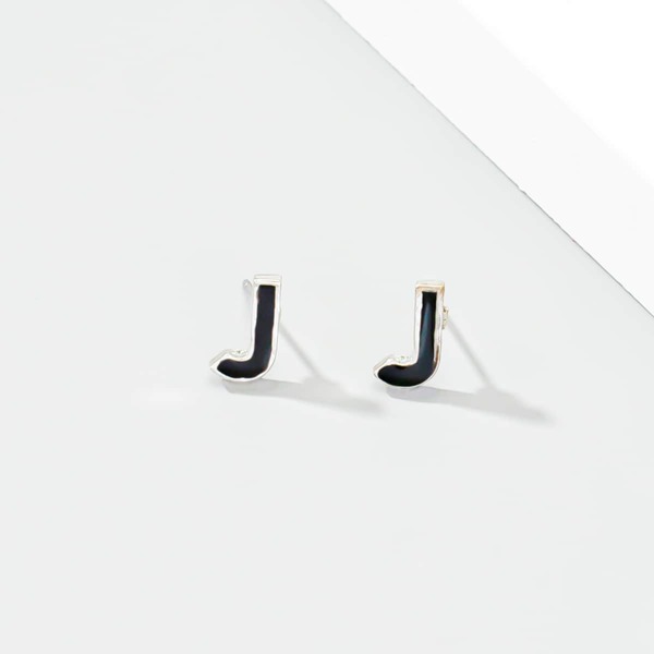 

Men Letter Decor Stud Earrings, Black