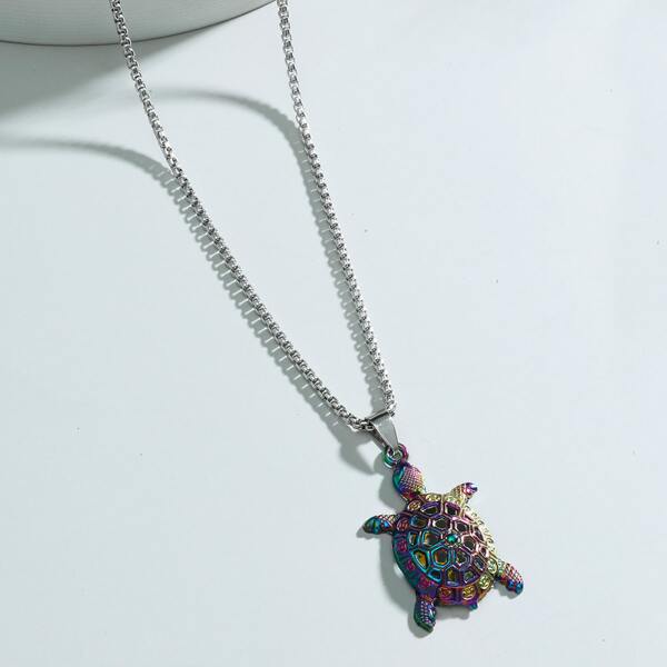 

Men Tortoise Pendant Necklace, Multicolor
