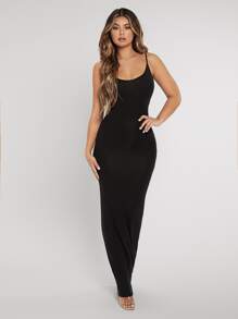 SHEIN SXY Summer Black Tight Elegant Suspender Dress Black Skirt - Black - View 5
