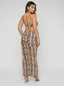 SHEIN SXY 前打結蛇紋連衣裙 - 彩色 - 查看 2