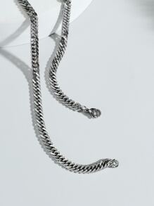 Thời trang và phổ biến 1 vòng cổ dây chuyền nam tối giản, trang sức bằng thép không gỉ để làm quà tặng trang sức và cho vẻ ngoài sành điệu - Bạc - Xem 2