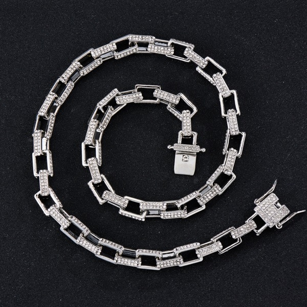

Men Rhinestone Decor Chain Necklace, Silver
