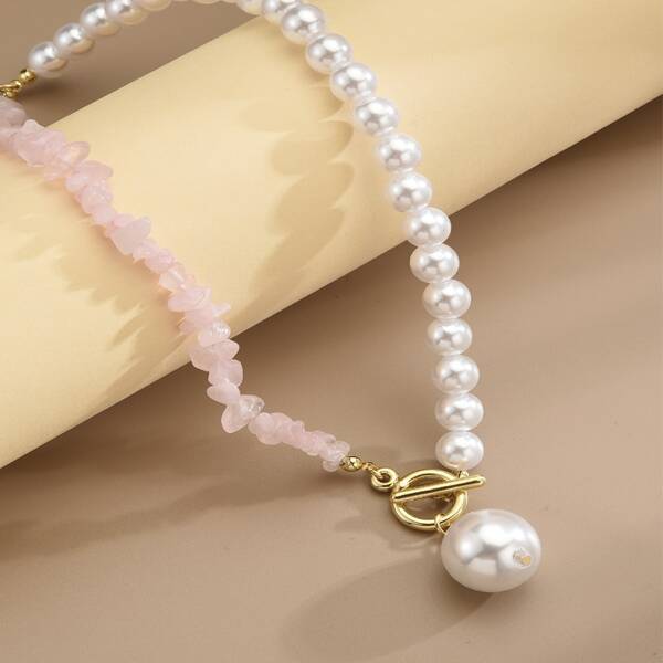 

Faux Pearl Beaded Necklace, Multicolor