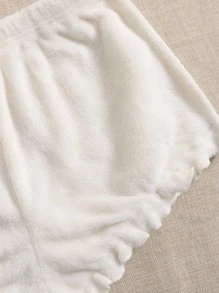 Rabbit Embroidered 3D Patched Flannel PJ Set / Pajama Set White Set, Fall Winter Clothes - White - View 3