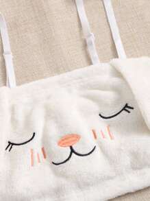 Rabbit Embroidered 3D Patched Flannel PJ Set / Pajama Set White Set, Fall Winter Clothes - White - View 5