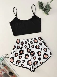 Bộ đồ ngủ Nữ Tương phản ràng buộc Báo Lá thư Dễ thương - Nhiều màu - Xem 2