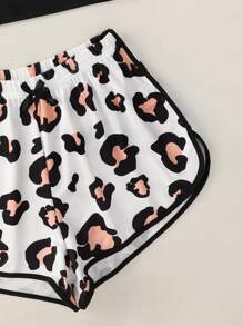 Bộ đồ ngủ Nữ Tương phản ràng buộc Báo Lá thư Dễ thương - Nhiều màu - Xem 4