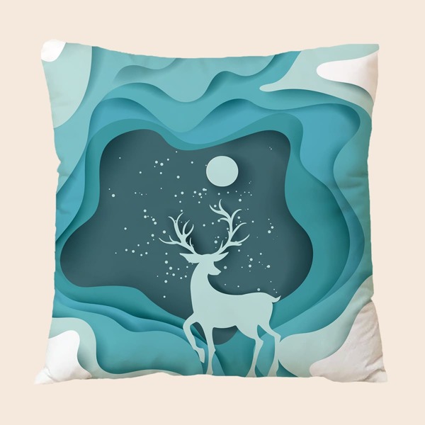 

Elk Print Cushion Cover Without Filler, Multicolor