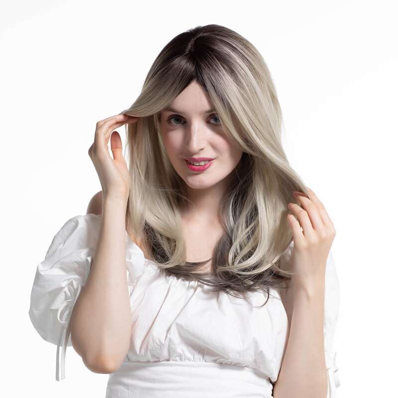 

Ombre Long Curly Wig With Bangs, Multicolor