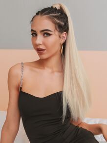 HAIRCUBE Ponytail Hair Extensions, Ponytail Extension 26" Long Straight Wrap Around Pony Tail Heat Resistant Synthetic Hairpiece For Women - Gold - View 3