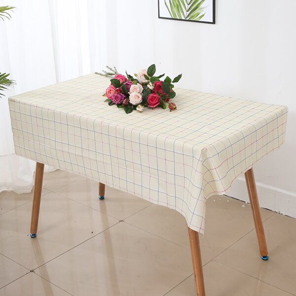

Plaid Print Tablecloth, Beige