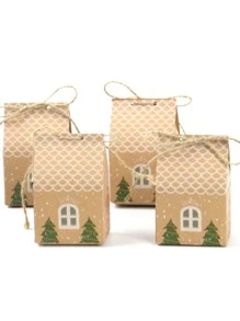 10pcs Christmas House Shaped Packaging Box - Multicolor - View 2