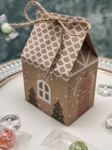 10pcs Christmas House Shaped Packaging Box - Multicolor - View 3