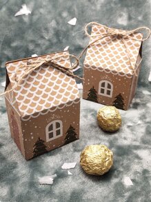 10pcs Christmas House Shaped Packaging Box - Multicolor - View 4