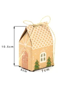 10pcs Christmas House Shaped Packaging Box - Multicolor - View 5