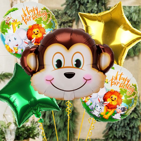 

5pcs Monkey Shaped Decorative Balloon, Multicolor
