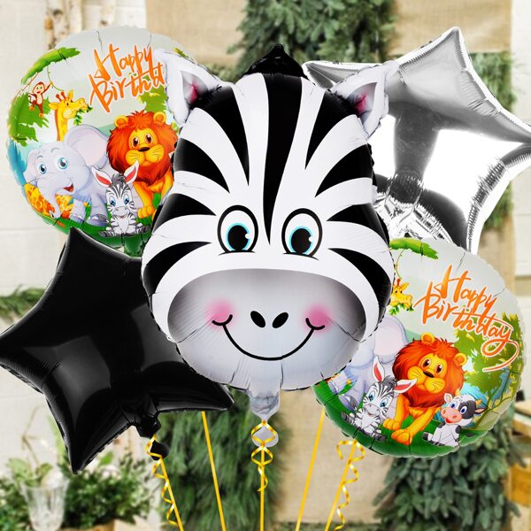 

5pcs Zebra Shaped Decorative Balloon, Multicolor